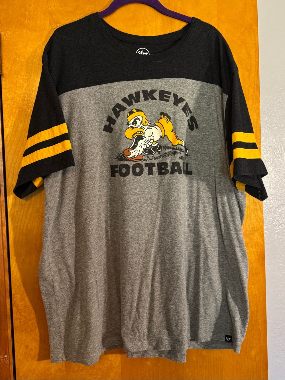 '47 Gray & Black Iowa Hawkeye Logo Tee with Gold Accent